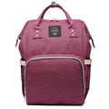 Purple backpack with a visible brand label
