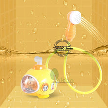 Submarine Baby Bath Shower Toy bright yellow set for encouraging reluctant toddlers to enjoy bath time.