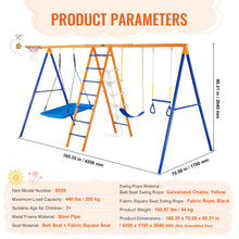 SucceBuy 3-Seat Backyard Swing Set dimensions guide for planning backyard installation space.