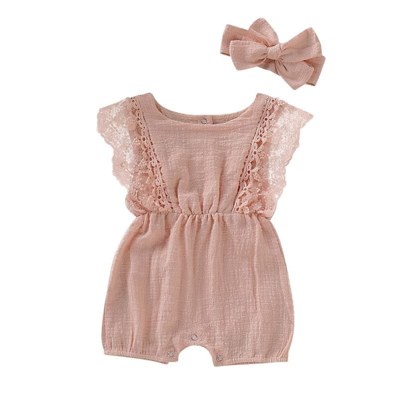 Summer Baby Girl Romper pink fabric texture close-up for soft, breathable wear in warm weather.