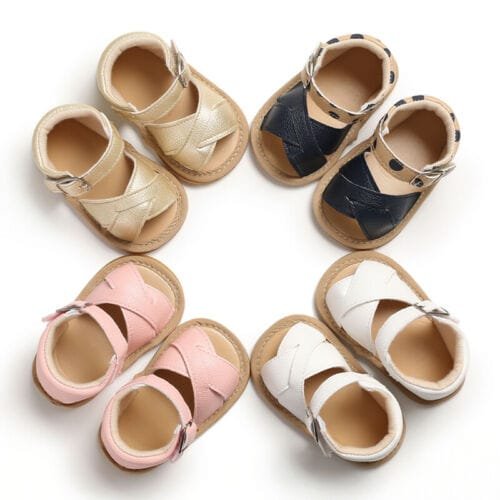 Summer Baby Kid Sandals open toe pair flat lay for breathable summer wear and easy sizing before purchase.