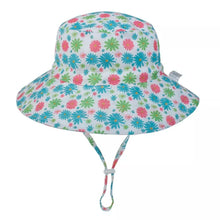 Summer Baby Sun Cap floral hat strap closure detail for a snug fit during windy park and beach trips.