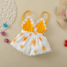 Summer Romper 0-4T sun print two-piece outfit flat lay for beach days, pool trips, and warm-weather dressing.
