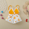 Summer Romper 0-4T sun print set with yellow top and white shorts for toddler girls summer outings and holiday wear.