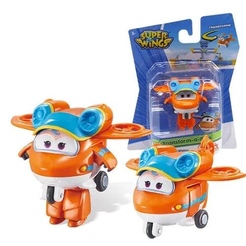 Super Wings Mini Transforming Robots blue helmet plane character for anime-style pretend play and figure collecting.