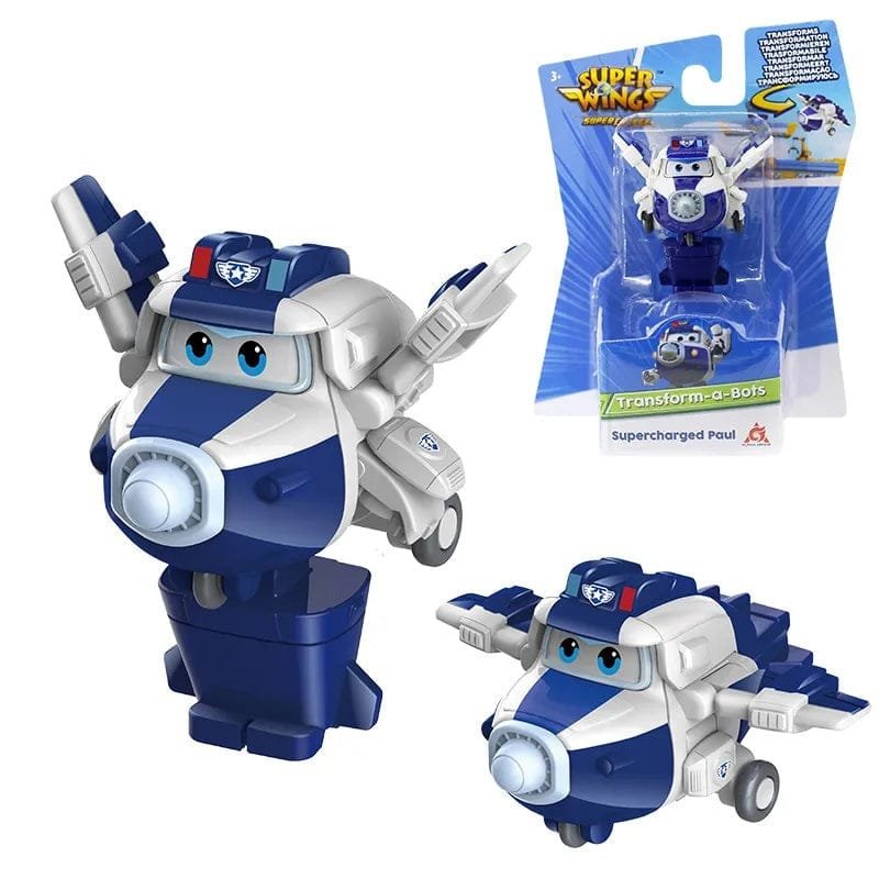Super Wings Mini Transforming Robots robot and plane figure boxed for completing the 36 character collection.