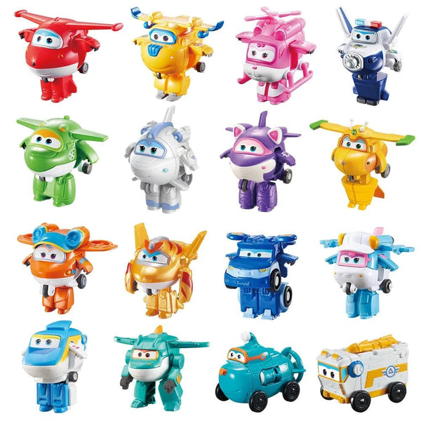 Super Wings Mini Transforming Robots 36 types action figure lineup for collecting, imaginative play, and kids gifting.