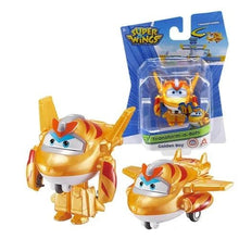 Super Wings Mini Transforming Robot 2-inch collectible action figure, golden robot figure, for imaginative play and gift collecting.