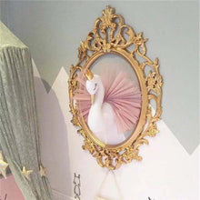 3D Animal Head wall decor swan mirror with a gold frame for nursery wall styling and baby girl room decor.