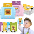 Talking Flash Cards educational sight words game with a child holding a card for early reading and vocabulary practice.