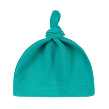 Teal baby cotton knot beanie newborn hat for daily wear, naps, and gentle everyday head warmth.