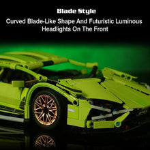 Tech Building Blocks RC Static Racing Car green futuristic model for collectible display and hands-on construction play.