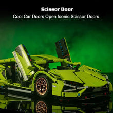 Tech Building Blocks RC Static Racing Car with scissor doors open for detailed model play and shelf display.