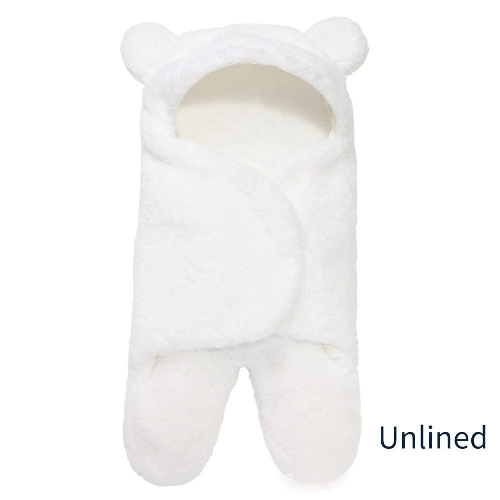 Thick Fleece Newborn Sleep Bag with cotton lining, variant H, for nursery naps, stroller rides, and cold-weather swaddling, detail view.