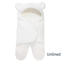 Thick Fleece Newborn Sleep Bag with cotton lining, variant H, for nursery naps, stroller rides, and cold-weather swaddling, front view.
