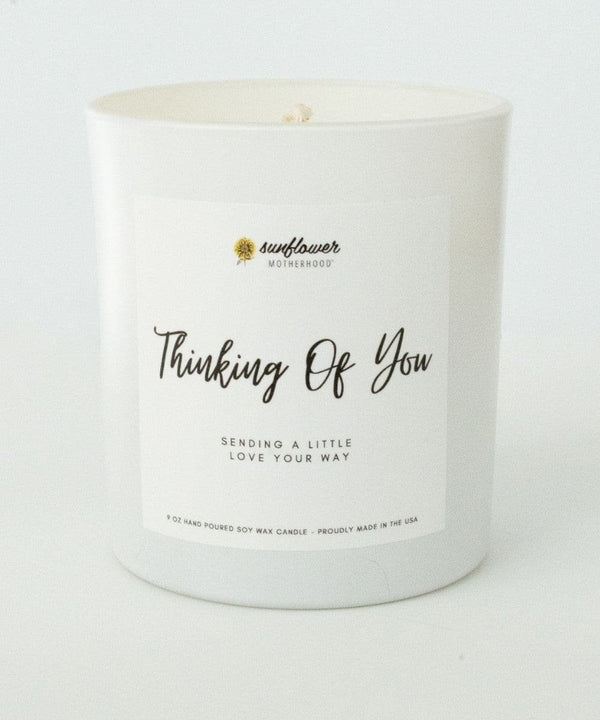 Thinking Of You Candle white jar scented candle for sympathy gifting, comfort, and thoughtful care packages.
