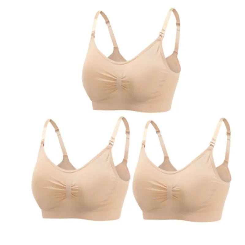 3pc Maternity Nursing Bra Set, Beige soft stretch design, for daily maternity wear and hospital bag packing.
