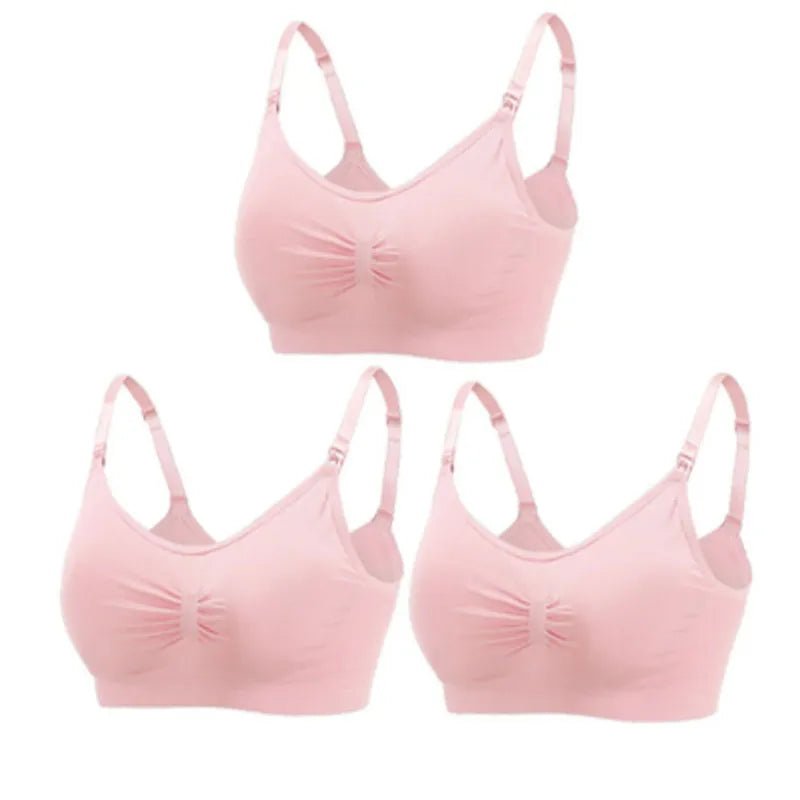 3pc Maternity Nursing Bra Set, Pink soft stretch design, for baby shower gifting and new mum essentials.