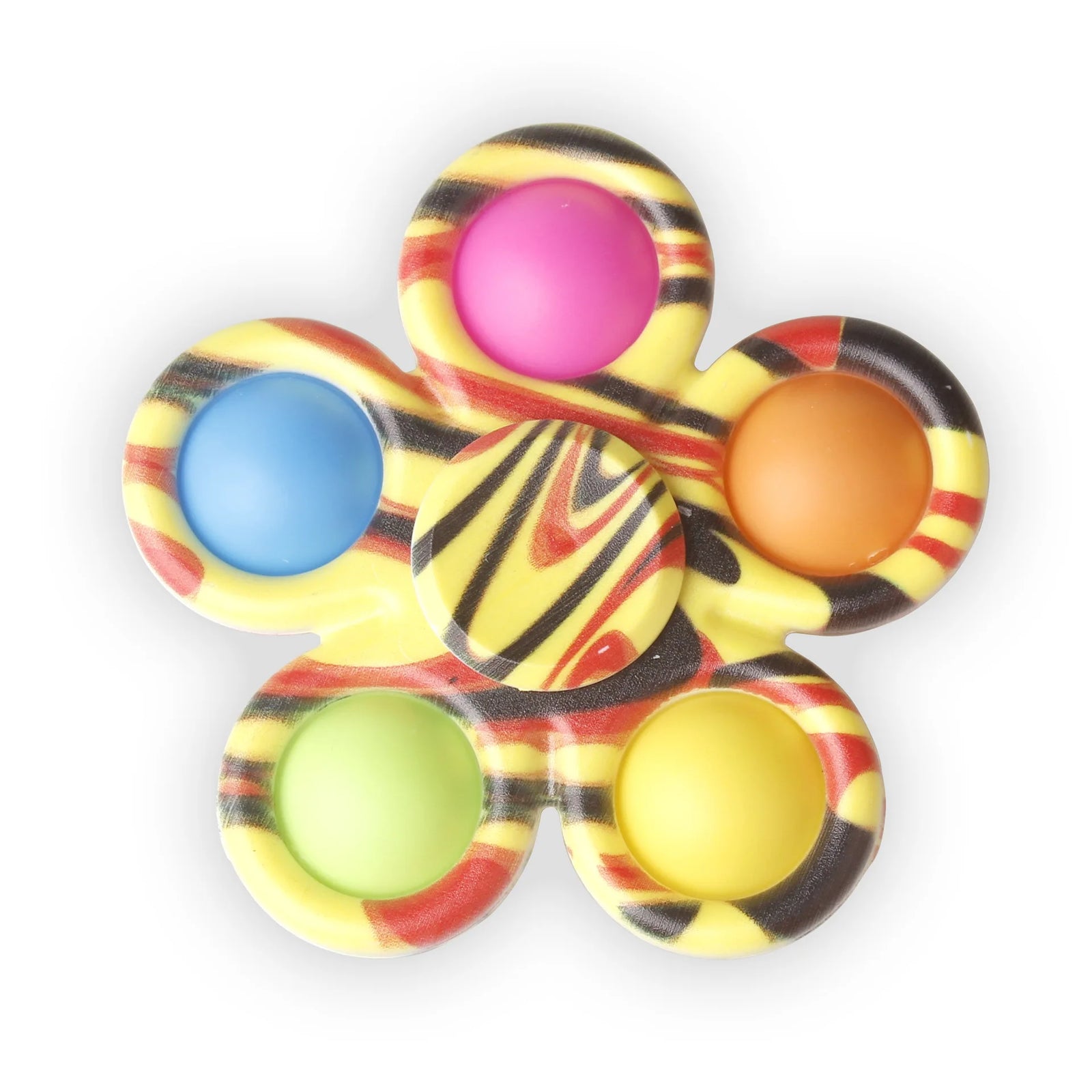 Tie Dye Fidget Spinner With Popping Bubbles handheld sensory toy for stress relief, anxiety relief, and calming play.