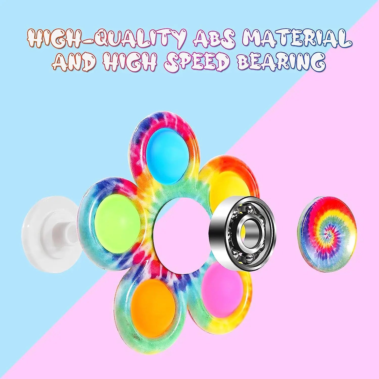 Tie Dye Stress Relief Pop Fidget Spinner handheld sensory toy for stress relief, anxiety relief, and calming play.