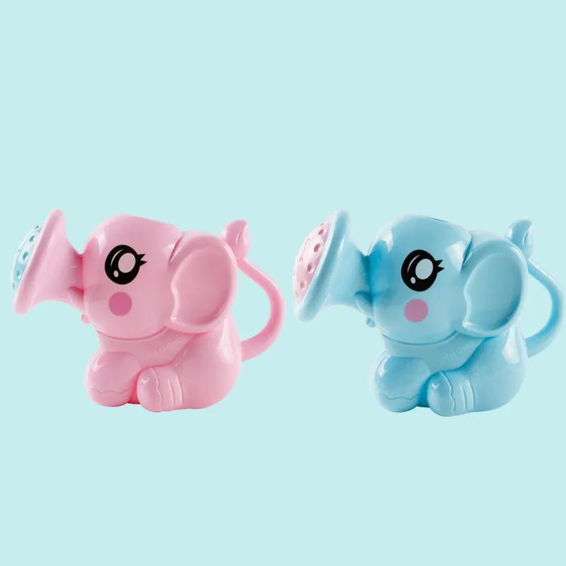 Toddler elephant water sprayer bath toy design close-up for interactive splash play.
