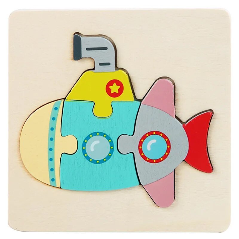 Colorful fish-shaped wooden puzzle.