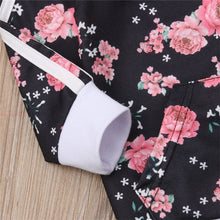 Toddler girl flower print sweatshirt set in soft fabric for cosy daily wear, park visits, and playdates.