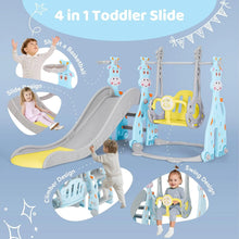 Toddler indoor outdoor slide and swing set with a basketball hoop and climber for year-round active play.