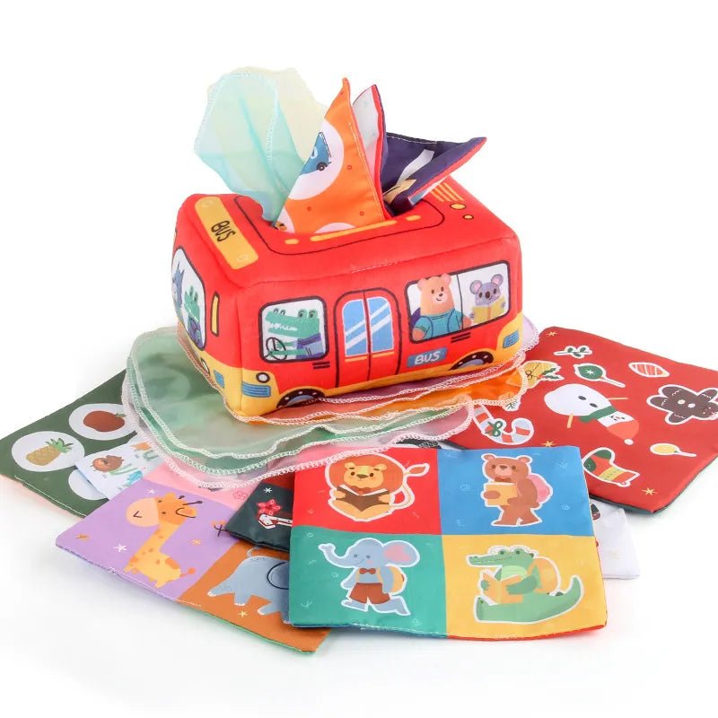 Colorful children's tissue box with cartoon designs