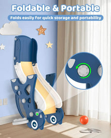 Foldable and portable children's slide with storage feature illustration