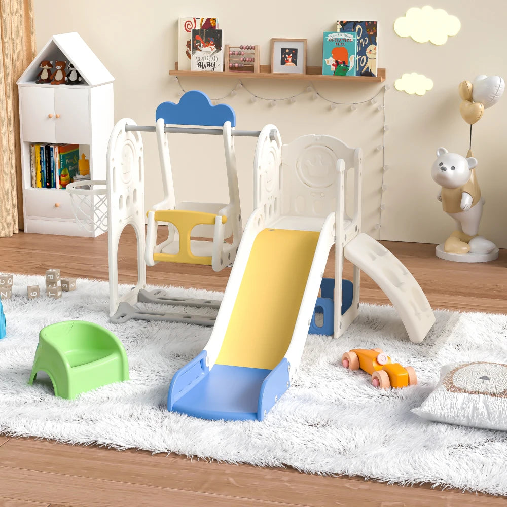 Toddler Playset 11 in 1 Slide Indoor Outdoor Basketball Hoop play set for indoor climbing, outdoor play, and active toddler development.