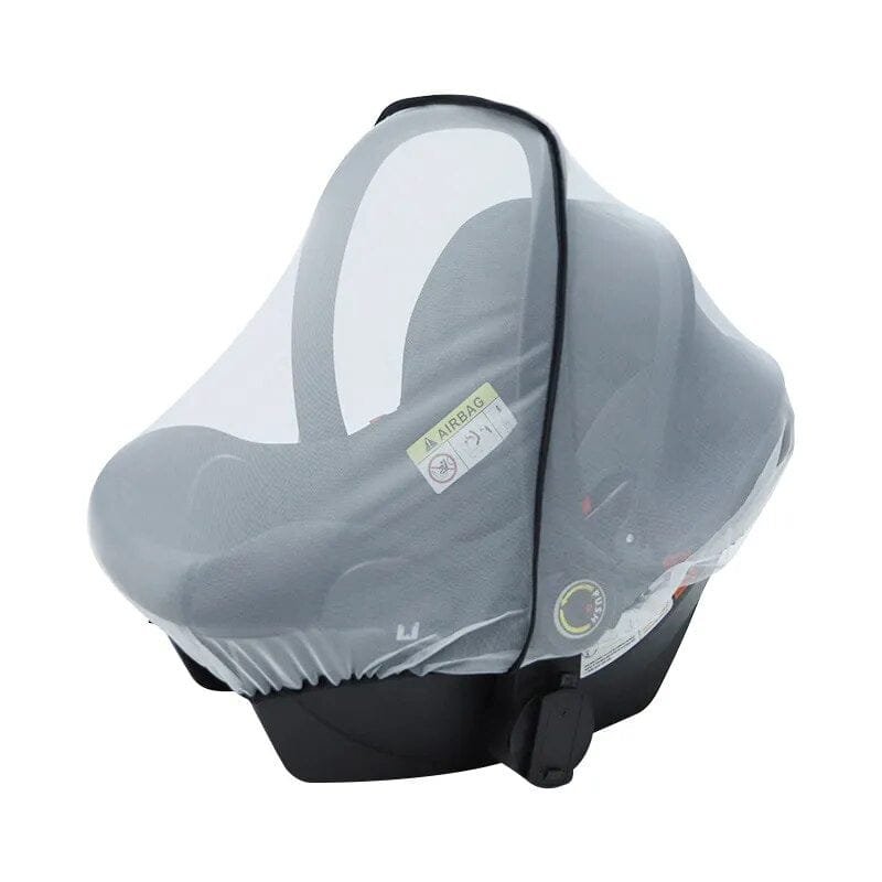Transparent EVA Baby Safety Seat Rain Cover with mesh window from the side for visibility and comfortable rainy outings.
