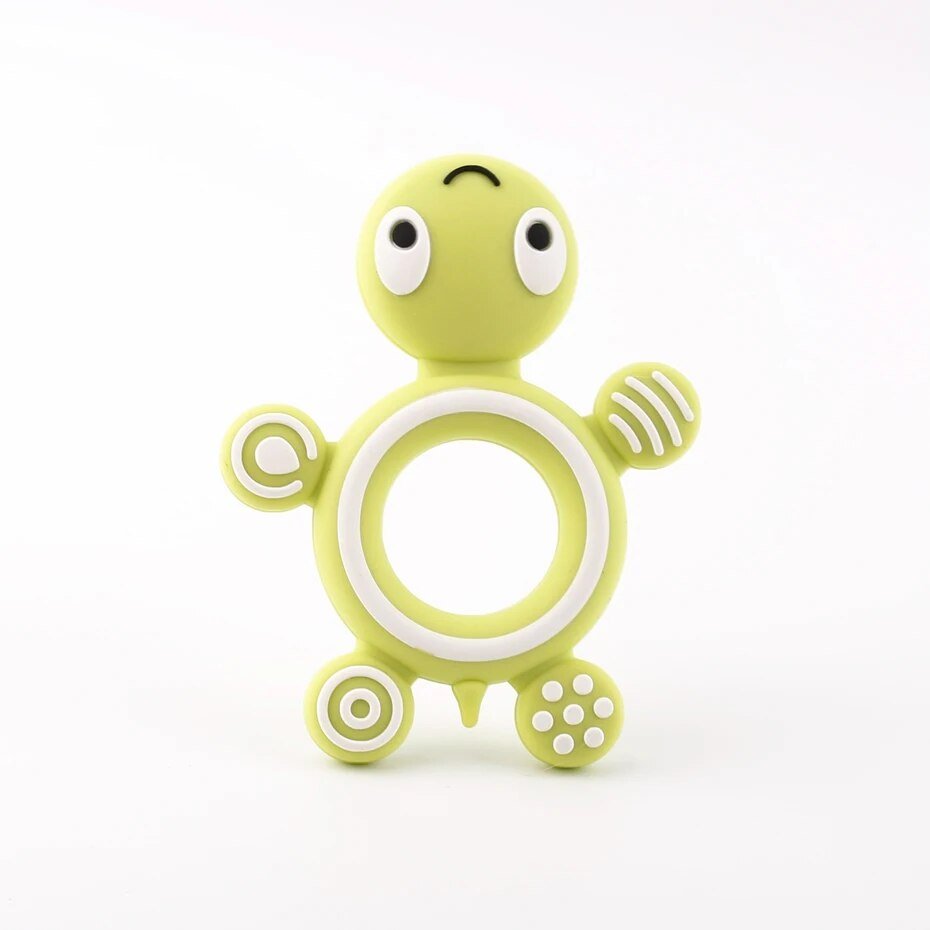 Turtle Silicone Teether in green for baby-safe teething comfort and daily chewing play.