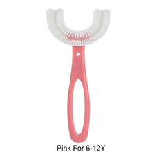 U-Shaped Silicone Teeth Cleaner mouthpiece shaped to fit a childs bite for comfortable brushing.