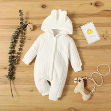 White baby snowsuit with cable knit pattern (option 3)