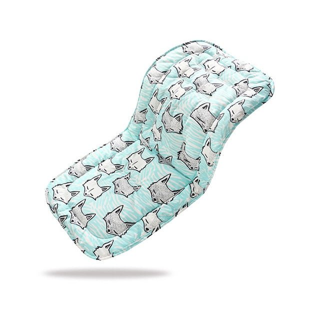 Cat print universal stroller seat pad in cotton for softer pushchair seating and easy-clean daily use.