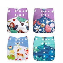 Four colorful children's cloth diapers with various patterns (option 2)