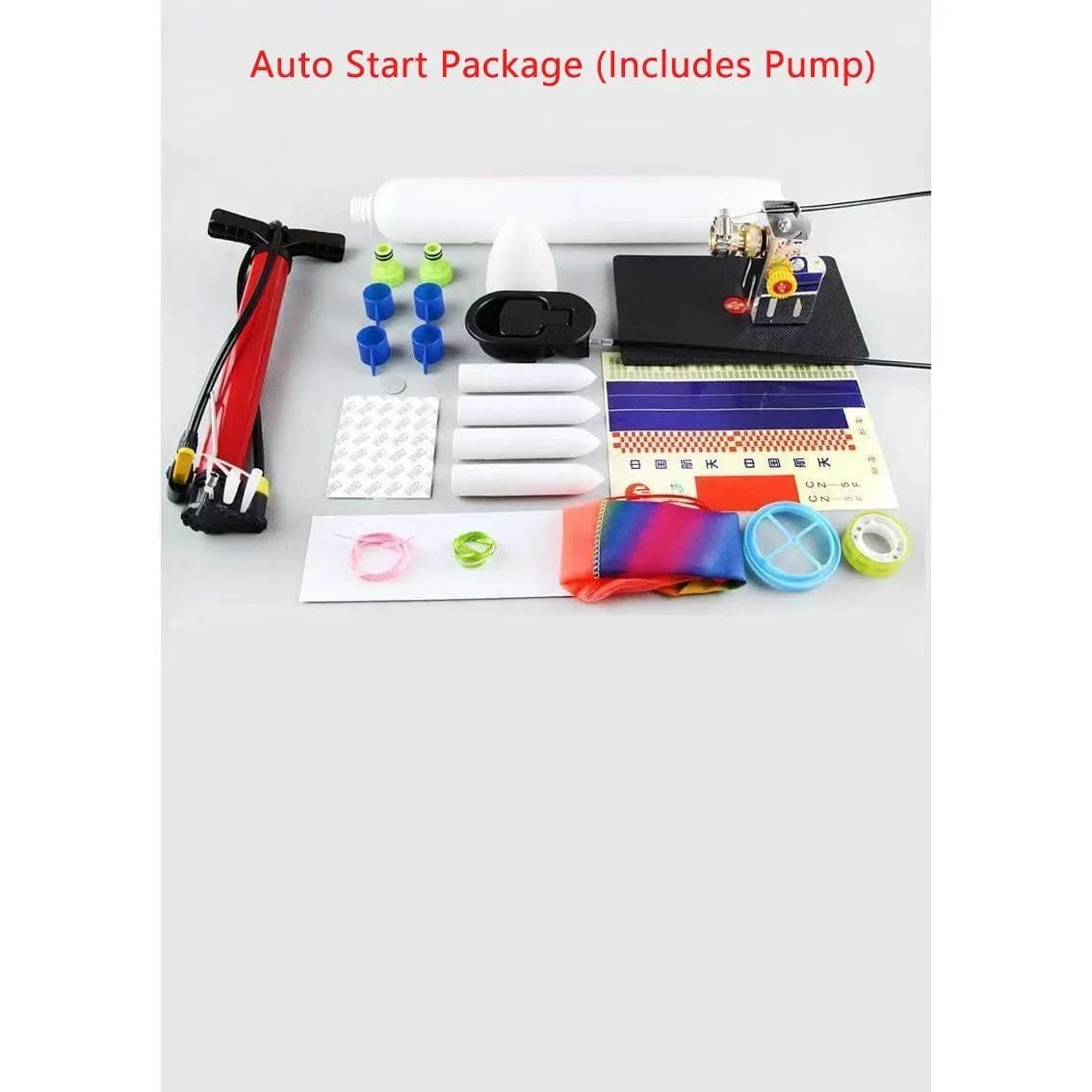 Water jet rocket launcher pump set for summer outdoor play, garden science and family activities.