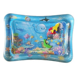 Inflatable water mat with underwater scene design on a white background