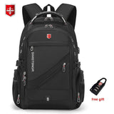 Black backpack with visible brand logo.