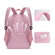 Pink waterproof girls backpack bundled with a small pouch and headband for organised school days and campus commutes.