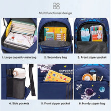 Waterproof kids backpack with multiple compartments for organising books, lunch, and pencil cases each school day.