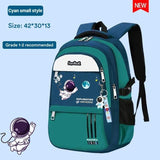 Children's backpack with space-themed design.