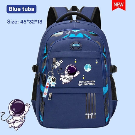 Blue backpack with astronaut design 
