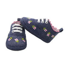 White Lace Floral Baby Girl Shoes soft prewalkers presented in a second angle for a closer look at the lace detail.