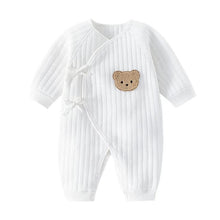 White Thickened Cotton Bodysuit romper with bear design for newborn 0-6M daily wear and gentle everyday comfort.