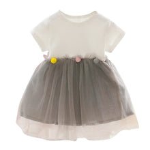 White tulle patchwork girls dress from an alternate angle for choosing between colours for party outfits.