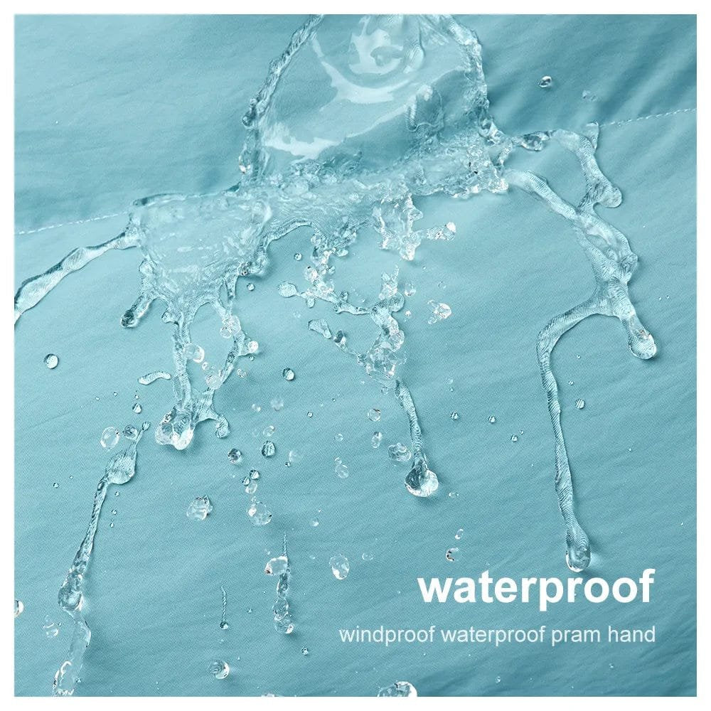 Waterproof fabric detail of the windproof stroller sleeping bag, showing the shell that repels rain and snow during pram outings.