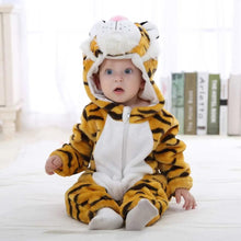 Winter flannel animal romper for babies, hooded onesie photo two for parents browsing winter clothing styles.