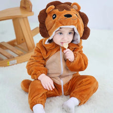 Winter flannel animal romper for babies, hooded onesie photo eight for building a warm winter wardrobe capsule.
